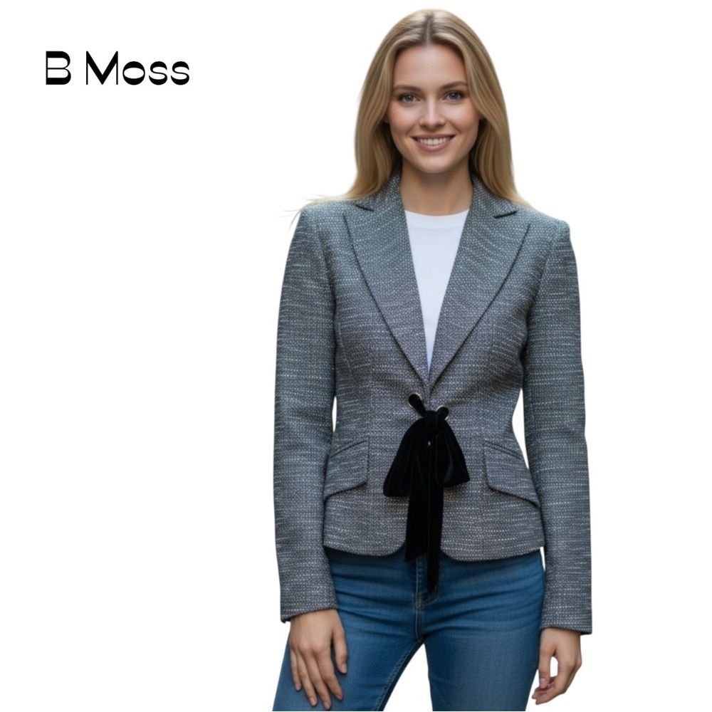 B. Moss Black White Tie Jacket Blazer NWOT Size 2